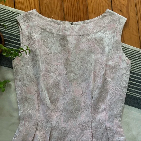 Vintage 1950s-1960s Metallic Floral Sleeveless Cocktail Dress - Picture 3 of 12